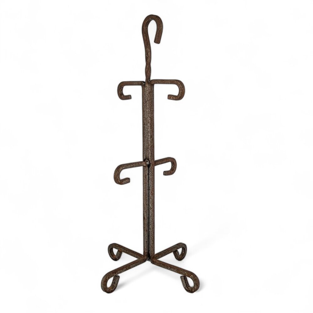 Vintage Wrought Iron Mug Holder Metal Coffee Cup Stand Rustic 16" x 8" Holds 4 - Picture 2 of 16